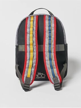 Disney Black Backpack with Red, Yellow and Blue Striped Shoulder Straps